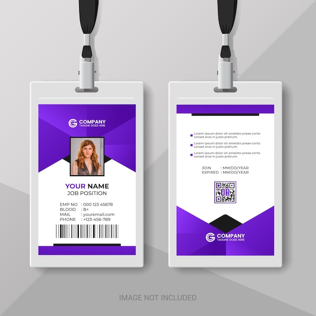 Plantilla de tarjeta de identificación de empleado de empresa corporativa moderna y creativa