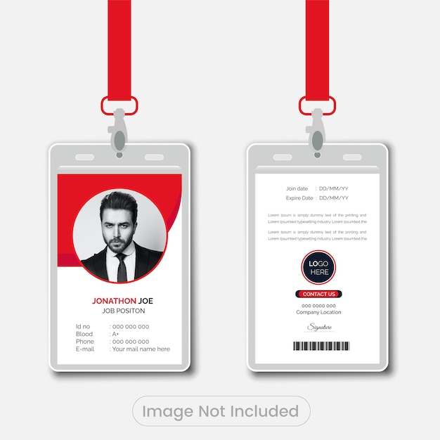 Plantilla de tarjeta de identificación de empleado de empresa moderna y limpia