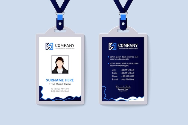 Plantilla de tarjeta de identificación minimalista elegante limpia editable