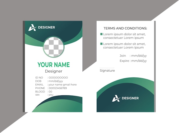 Plantilla de tarjeta de identificación moderna y minimalista Diseño de tarjeta de identificación creativa para el empleado de su empresa