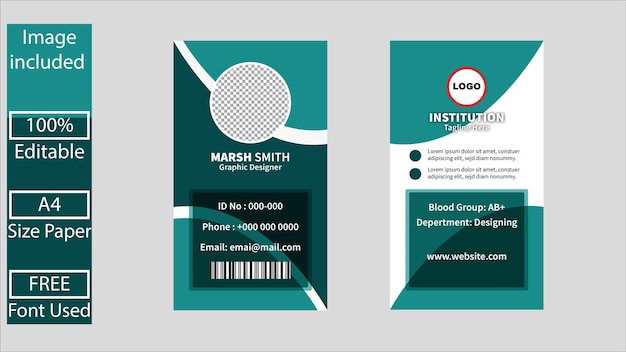 Plantilla de tarjeta de identificación Tarjeta de identificación de oficina Tarjeta de identificación de empleado para su empresa