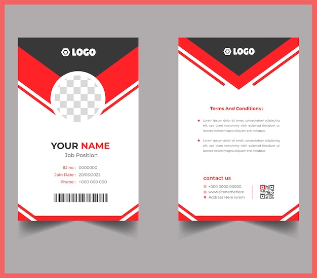 plantilla de tarjeta de identificación vectorial con cierre y correa juego de maquillaje de color azul y blanco ic colorido moderno