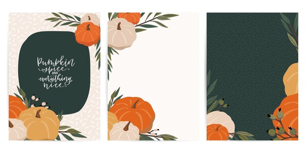 Plantilla de tarjeta de invitación de banner de fiesta de otoño con decoración de calabaza blanca y amarilla aislada