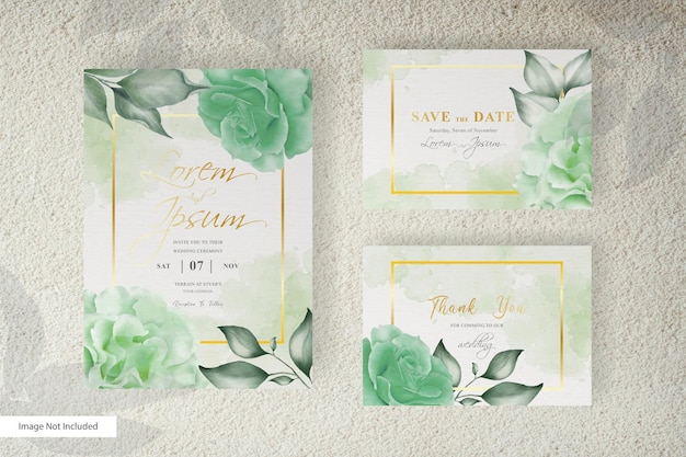 Vector plantilla de tarjeta de invitación de boda en acuarela con arreglo floral