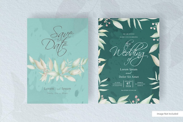 Plantilla de tarjeta de invitación de boda acuarela