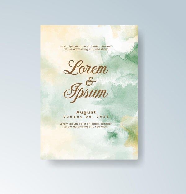 Plantilla de tarjeta de invitación de boda acuarela