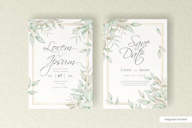 Vector plantilla de tarjeta de invitación de boda elegante con acuarela y floral