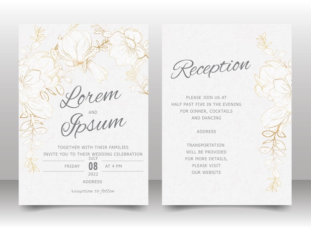 Plantilla de tarjeta de invitación de boda elegante de lujo