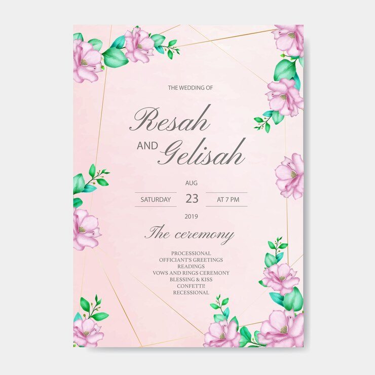 Plantilla de tarjeta de invitación de boda elegante