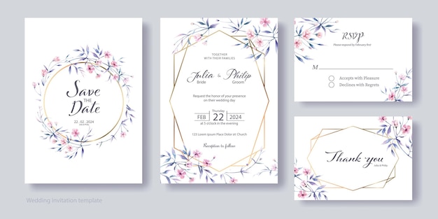 Vector plantilla de tarjeta de invitación de boda de flor de cera.