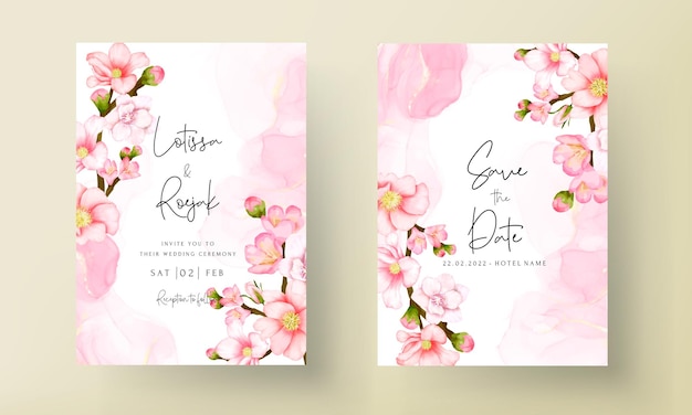 Plantilla de tarjeta de invitación de boda de flor de san valentín romántico