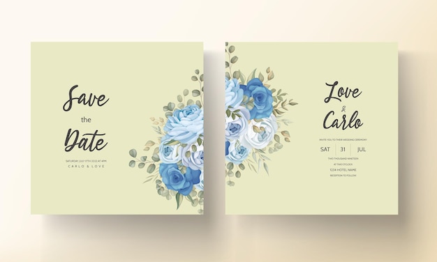 Plantilla de tarjeta de invitación de boda floral dibujada a mano