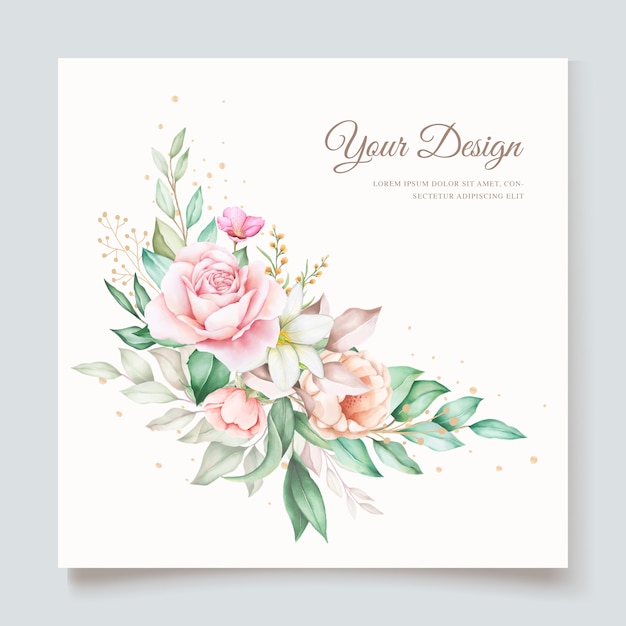 plantilla de tarjeta de invitación de boda floral dibujado a mano