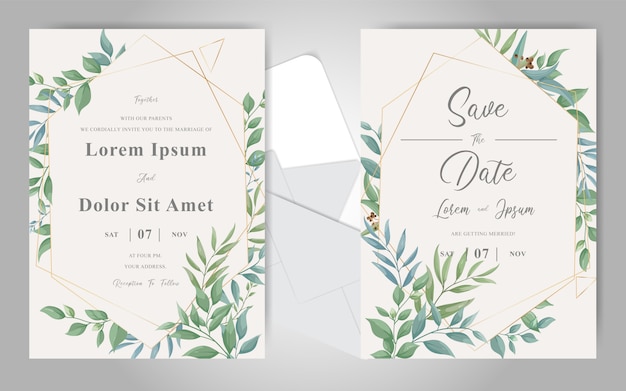 Vector plantilla de tarjeta de invitación de boda floral editable