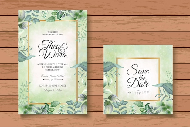 Plantilla de tarjeta de invitación de boda floral elegante