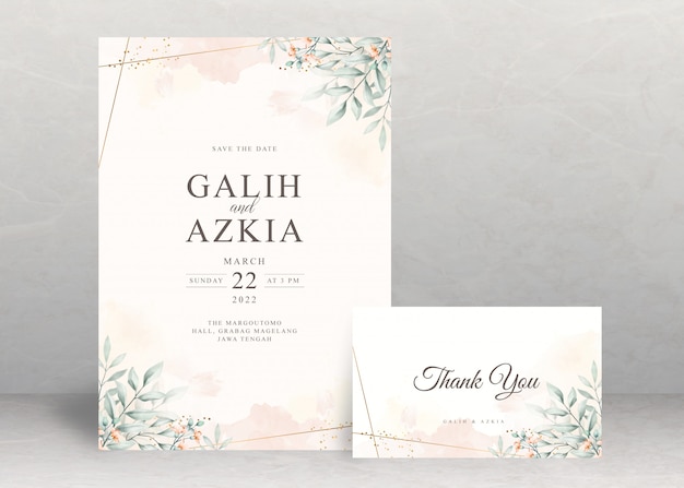 Vector plantilla de tarjeta de invitación de boda floral hermosa