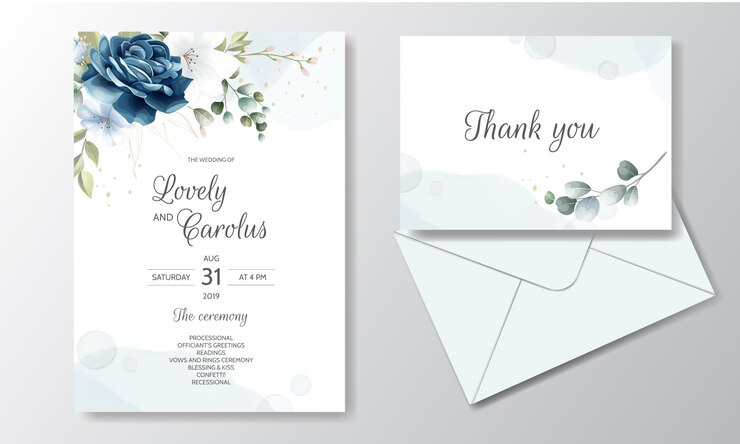 Vector plantilla de tarjeta de invitación de boda hermosa guirnalda floral