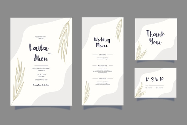 Plantilla de tarjeta de invitación de boda de lujo moderno elegante