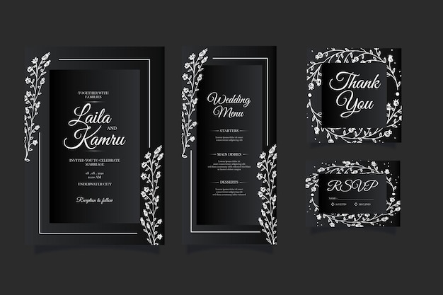 Plantilla de tarjeta de invitación de boda de lujo moderno elegante