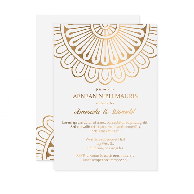 plantilla de tarjeta de invitación de boda de lujo