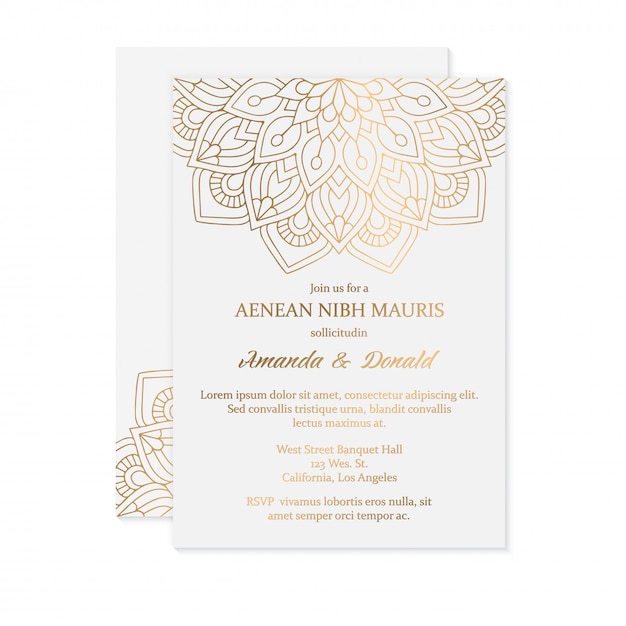 plantilla de tarjeta de invitación de boda de lujo