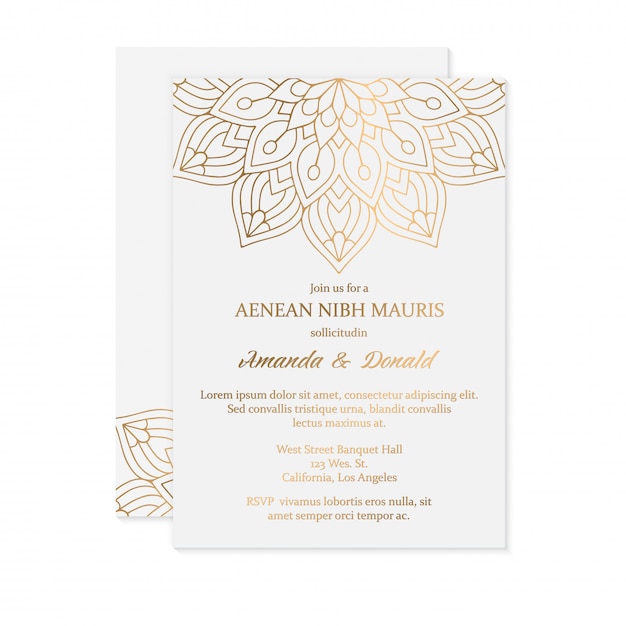 plantilla de tarjeta de invitación de boda de lujo
