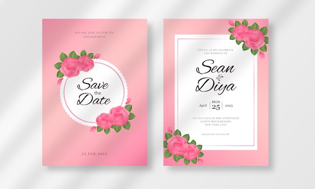 Vector plantilla de tarjeta de invitación de boda minimalista dibujada a mano