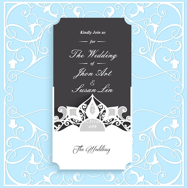 Plantilla de tarjeta de invitación de boda negra