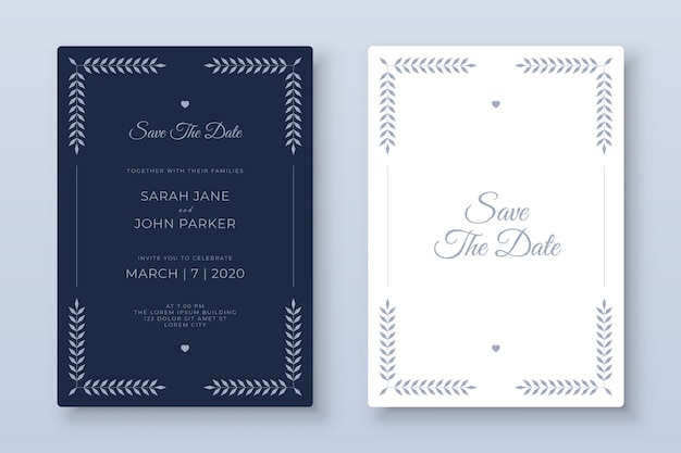 Plantilla de tarjeta de invitación de boda simple
