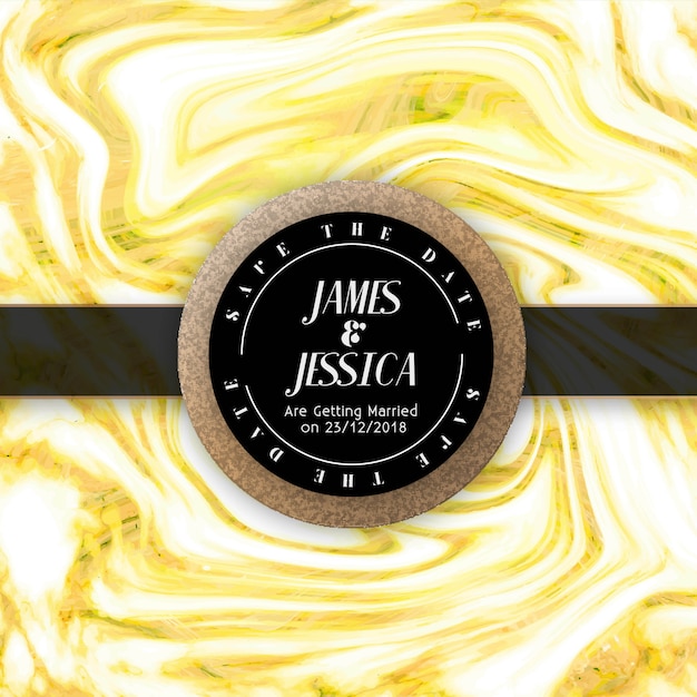 Plantilla de tarjeta de invitación de boda de textura abstracta de mármol