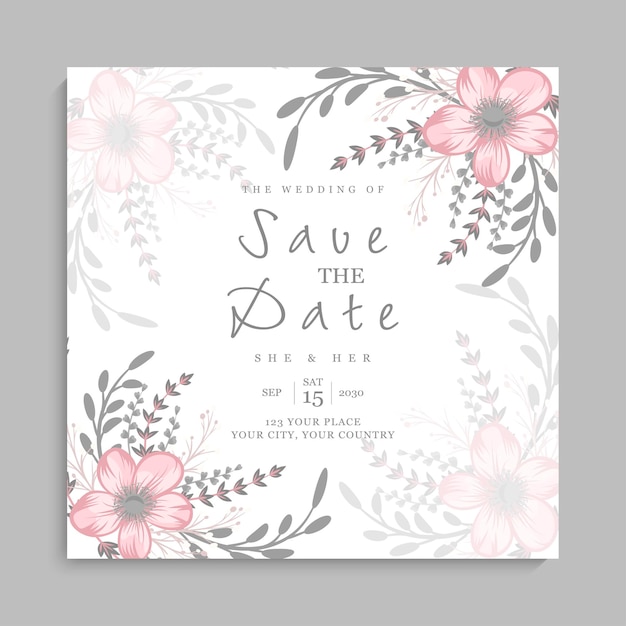 Plantilla de tarjeta de invitación de boda