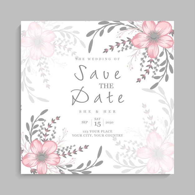 Plantilla de tarjeta de invitación de boda