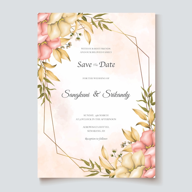 Vector plantilla de tarjeta de invitación de boda