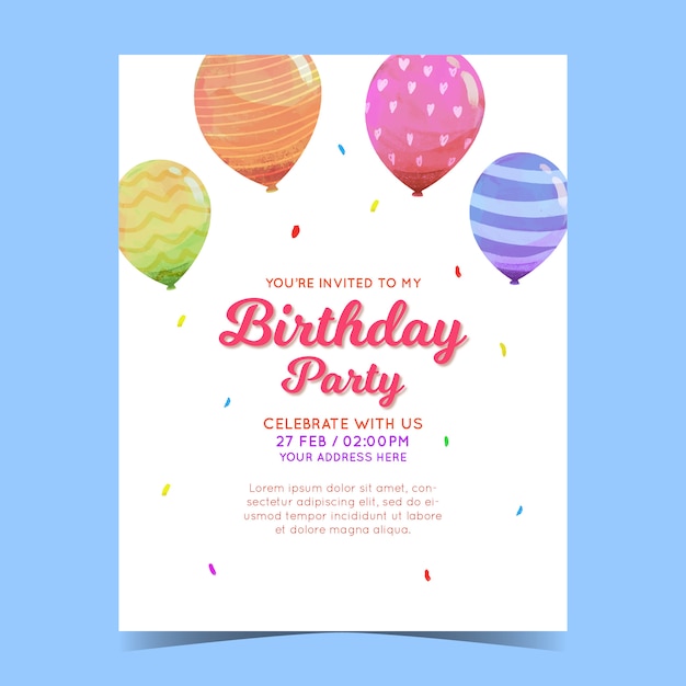 Vector plantilla de tarjeta de invitación de cumpleaños