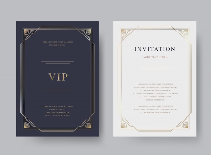 Vector plantilla de tarjeta de invitación dorada vintage de lujo