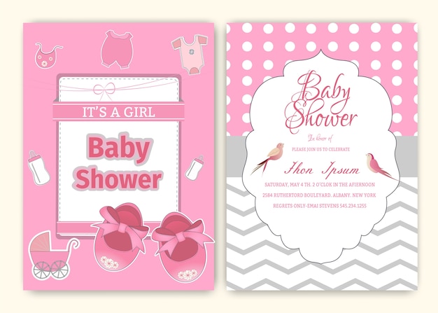 Vector plantilla de tarjeta de invitación de fiesta de ducha de bebé