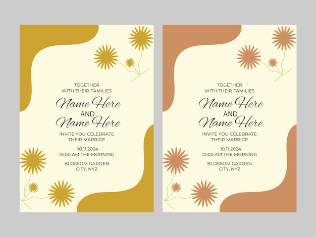 plantilla de tarjeta de invitación floral para bodas