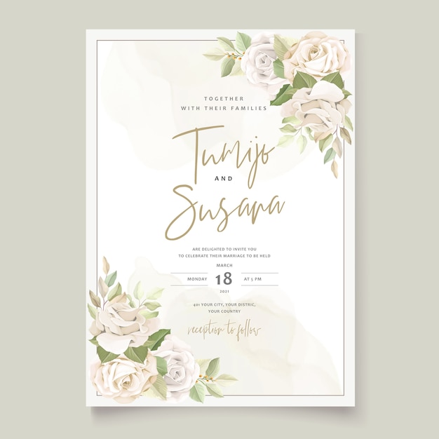 Vector plantilla de tarjeta de invitación de hermosas rosas