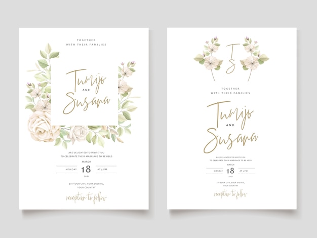 Plantilla de tarjeta de invitación de hermosas rosas