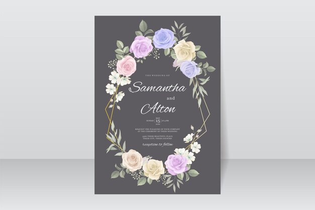 Plantilla de tarjeta de invitación de hermosas rosas