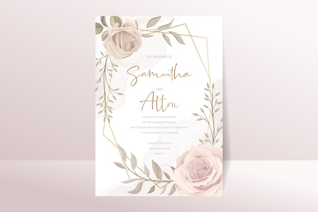 Vector plantilla de tarjeta de invitación de hermosas rosas