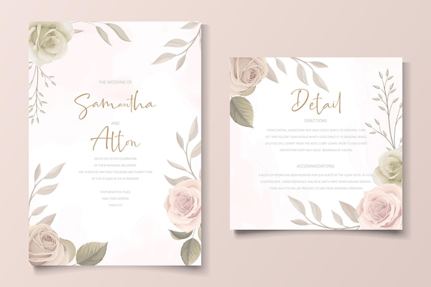 Plantilla de tarjeta de invitación de hermosas rosas