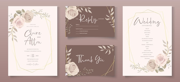 Plantilla de tarjeta de invitación de hermosas rosas