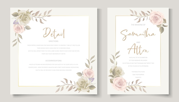 Vector plantilla de tarjeta de invitación de hermosas rosas