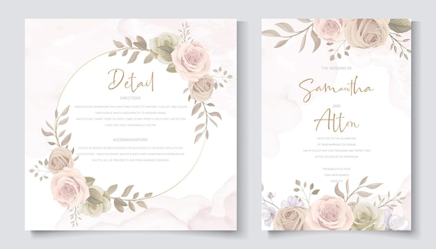 Plantilla de tarjeta de invitación de hermosas rosas