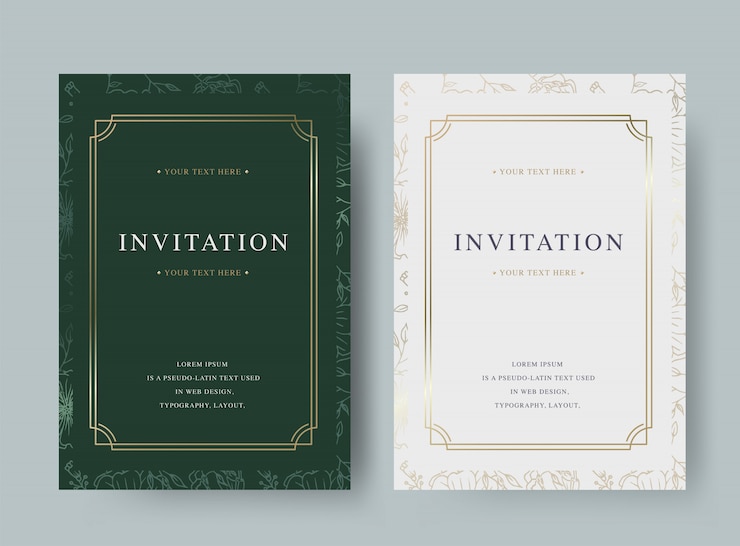 Vector plantilla de tarjeta de invitación de lujo floral vintage