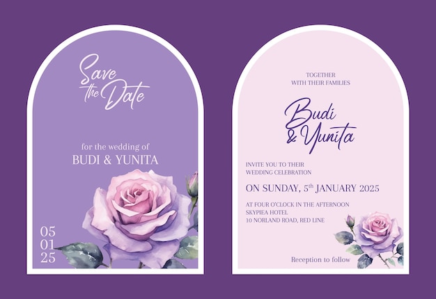 Plantilla de tarjeta de invitación moderna vectorial con hojas de acuarela de estilo boho minimalista limpio