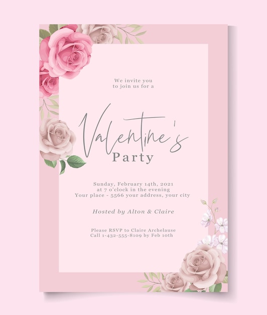 Plantilla de tarjeta de invitación de San Valentín