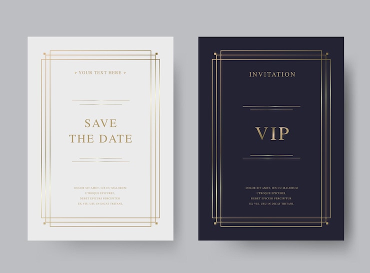 Vector plantilla de tarjeta de invitación de vector dorado vintage de lujo