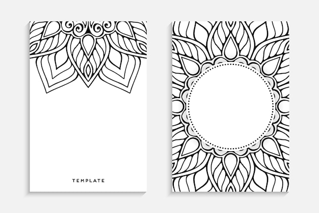 Vector plantilla de tarjeta de mandala ornamental de lujo en blanco y negro